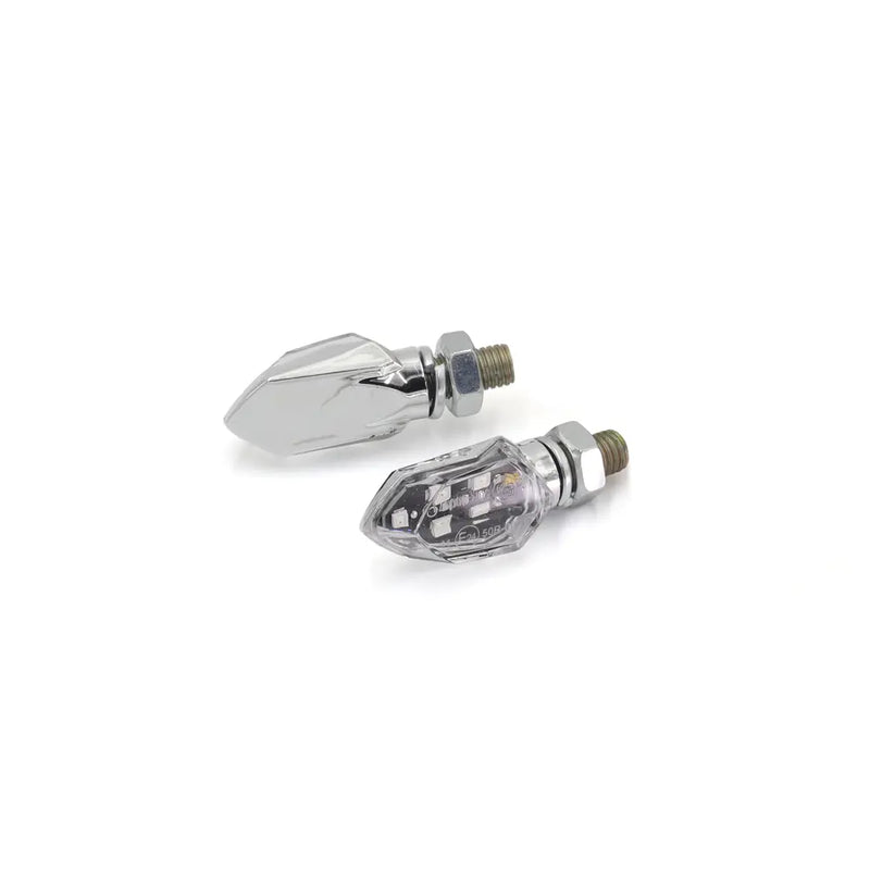 SMP Tiny Micro LED Motorcycle Turn Signals Chrome / Clear