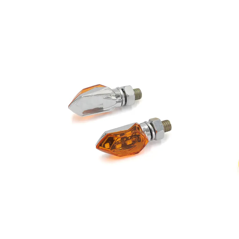 SMP Tiny Micro LED Motorcycle Turn Signals Chrome / Orange