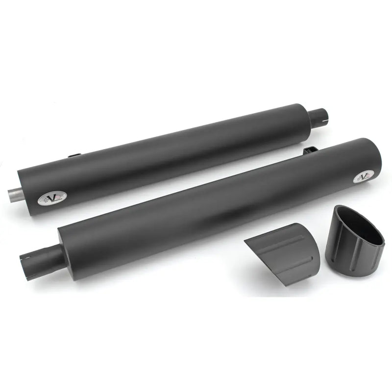 V-Performance EC-approved Slip-On Mufflers for Indian 14-21 Chieftain with leather or no saddlebags (Banger end caps) (Euro 3/4/5 approved) / Black