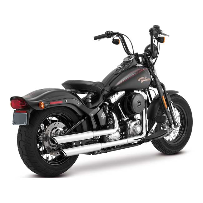 Vance & Hines Twin Slash 3" Slip-On Mufflers for Harley 07-16 Softail Deluxe FLSTN / Chrome