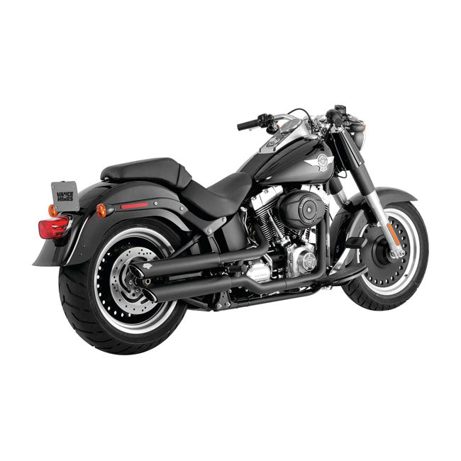 Vance & Hines Twin Slash 3" Slip-On Mufflers for Harley 07-16 Softail Fat Boy FLSTF / FLFSTFB (read note) / Black