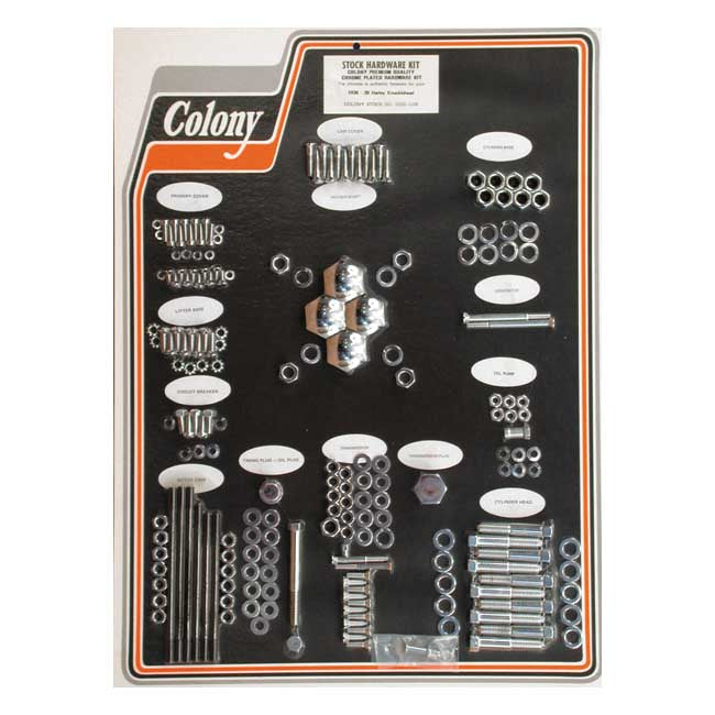 COLONY Skruvkit Harley 36-39 KNUCKLE / Krom (OEM Stil) Colony Motor Screw Set HD 30-85 Customhoj