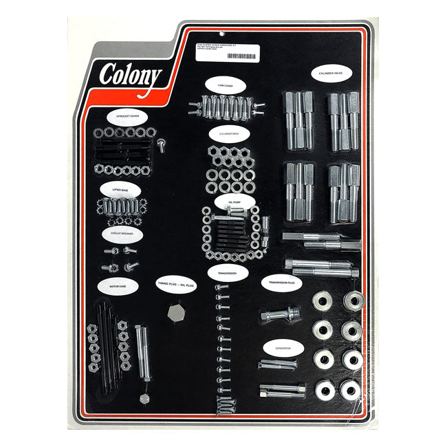 COLONY Skruvkit Harley 37-73 45" SV WITH ALUMINUM HEADS / Förzinkad (OEM Stil) Colony Motor Screw Set HD 30-85 Customhoj