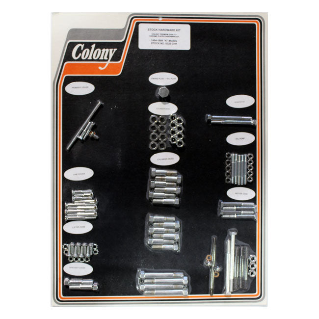 COLONY Skruvkit Harley 54-56 K MODELS / Krom (OEM Stil) Colony Motor Screw Set HD 30-85 Customhoj