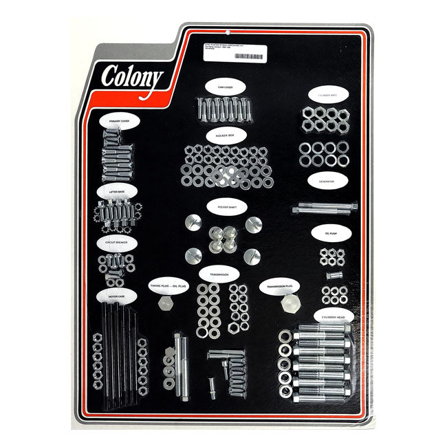 COLONY Skruvkit Harley 66-69 SHOVEL / Förzinkad (OEM Stil) Colony Motor Screw Set HD 30-85 Customhoj