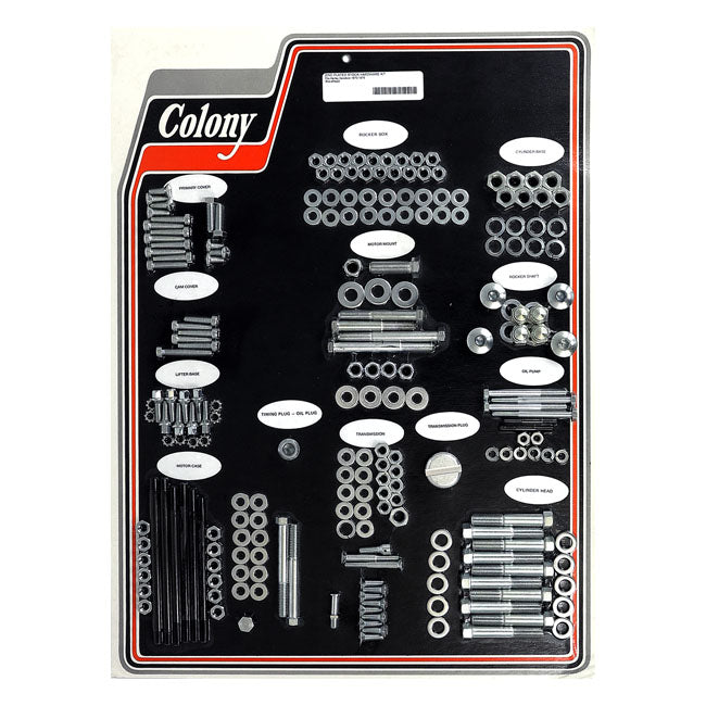 COLONY Skruvkit Harley 70-75 SHOVEL / Förzinkad (OEM Stil) Colony Motor Screw Set HD 30-85 Customhoj