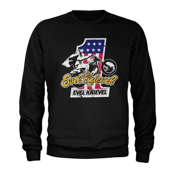 Evel Knievel Tröja Evel Knievel No. 1 tröja Svart Customhoj