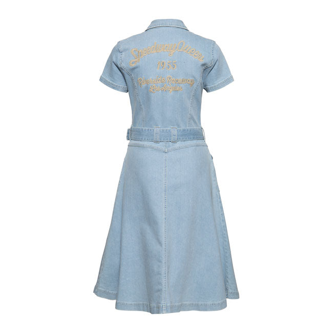 King Kerosin Dress Ladies Queen Kerosin Speedway Queens Swing Dress Light Denim Customhoj