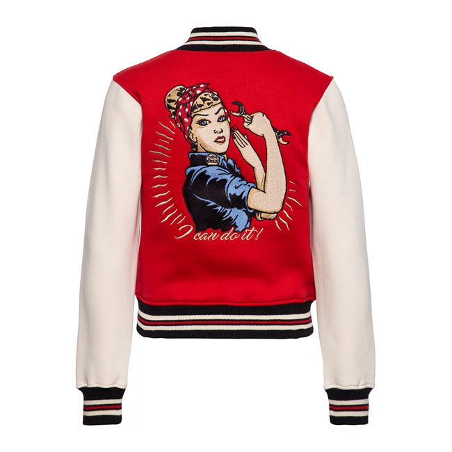 KING KEROSIN Jacka dam Queen Kerosin Motor Queen college sweat Jacka Röd/Vit Customhoj