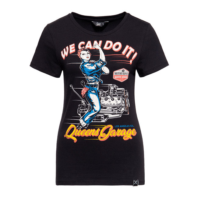 KING KEROSIN T-shirt dam Queen Kerosin We Can Do It Motor T-shirt Svart Customhoj