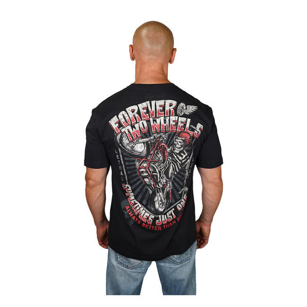 LETHAL THREAT T-shirt Lethal Threat Forever two Wheels T-shirt Svart Customhoj