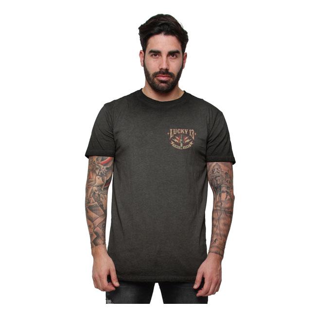 Lucky 13 T-shirt Lucky 13 Amped T-Shirt Washed Svart Customhoj