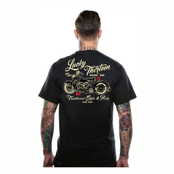 Lucky 13 T-shirt Lucky 13 Vintage Iron T-Shirt Svart Customhoj