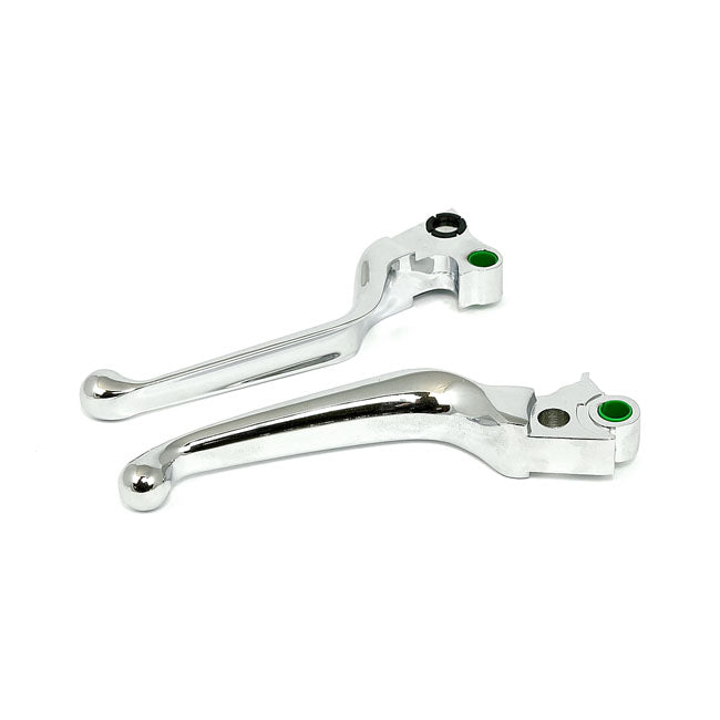 MCS Broms- & Kopplingsgrepp kit Krom / Vajerkoppling - 96-17 Dyna; 96-14 Softail; 96-07 Touring; 96-03 XL (NU) STD Broms och kopplingshandtag HD Svart / Krom Customhoj