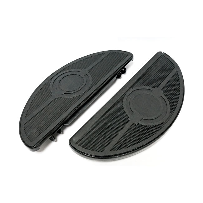 MCS Floorboards Harley 86-17 FL Softail; 12-16 Dyna FLD Switchback; 83-21 FLT/Touring; 09-21 Trikes / Black Oval Early Style Floorboards Solid for Harley Customhoj