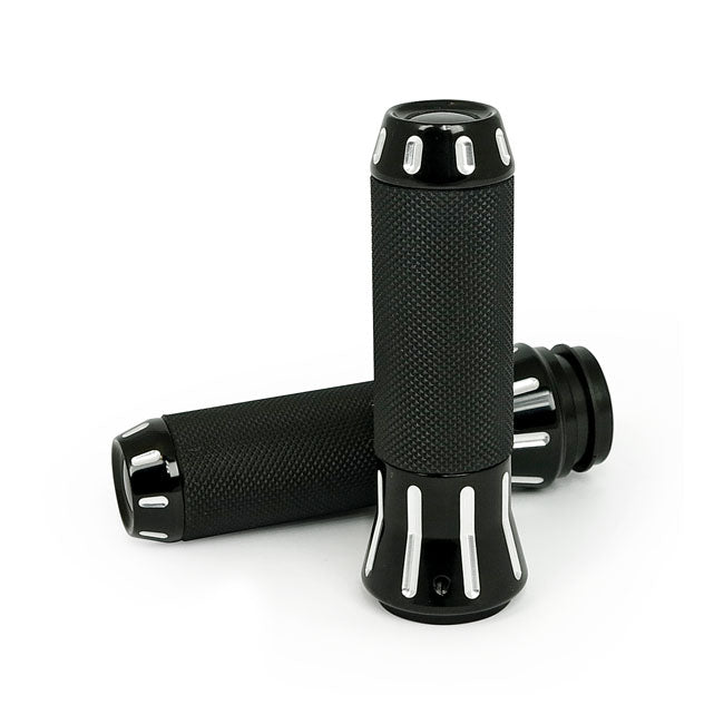 MCS Handtag HD E-THROTTLE Contrast Machined Cobra Billet Aluminium Handtag E-thr. Svart / Krom Customhoj