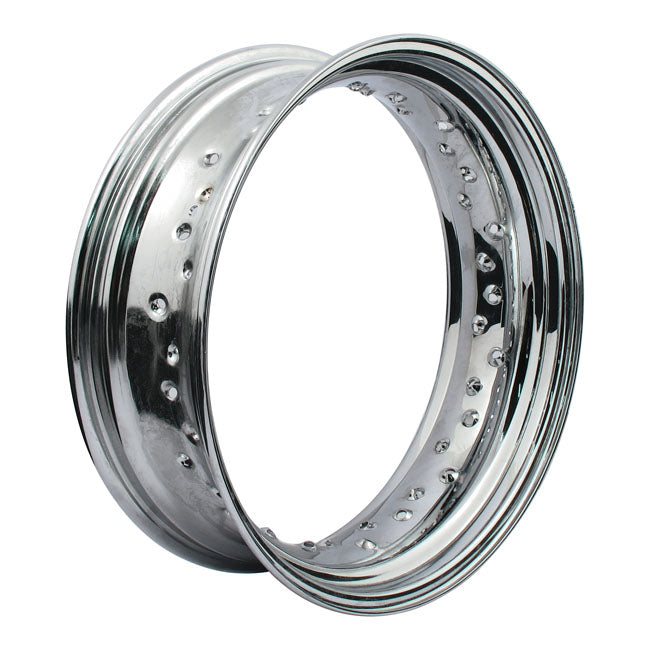 MCS Rim 16" 4.50x16" / Chrome / Rubber Side valve MCS 40 Spoke rims. OEM Style. 16". Several widths. Black / Chrome Customhoj