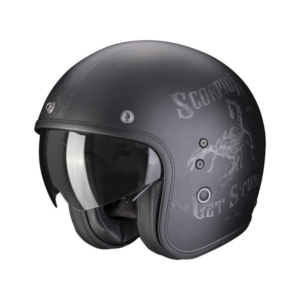 Scorpion Open helmets XS (53-54cm) Scorpion Belfast Evo Pique Helmet Matte Black / Silver Customhoj