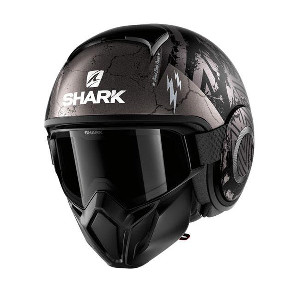 SHARK HELMETS Öppen hjälm Shark Street Drak Crower Hjälm Matt Svart/Silver Customhoj