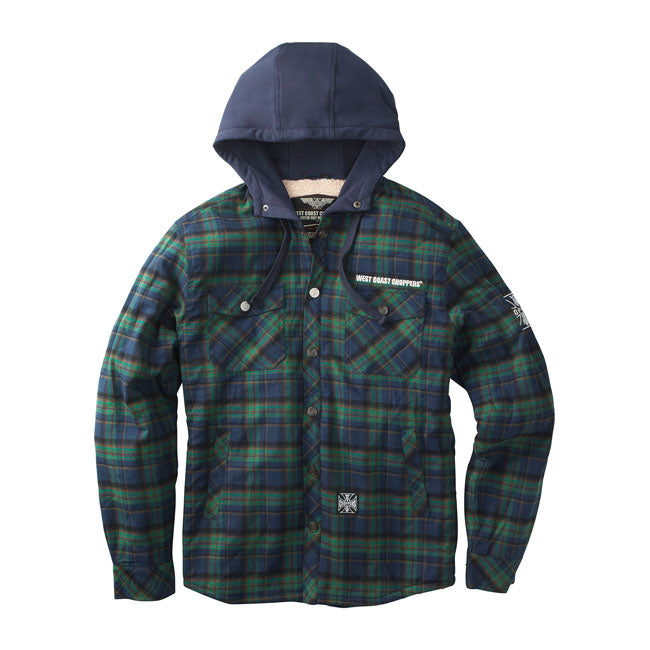 WEST COAST CHOPPERS Jacka WCC Sherpa lined flannel Jacka Blue/Green Customhoj